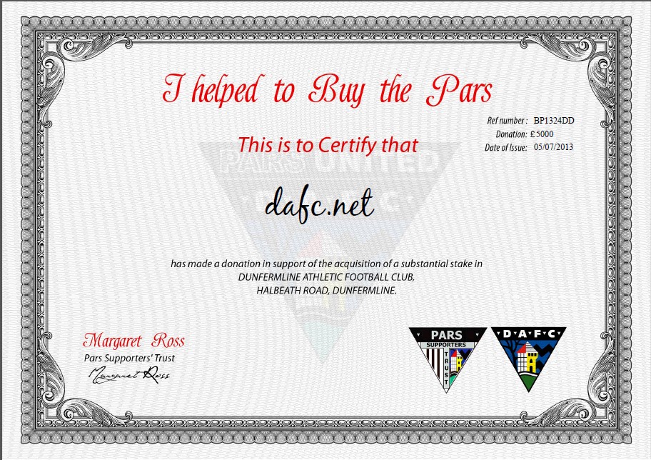PST I helped to but the Pars certificate for DAFC.net