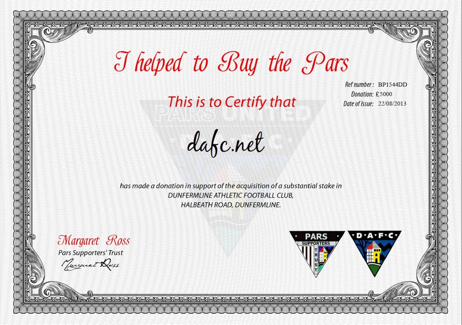 PST I helped to but the Pars certificate for DAFC.net