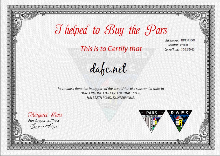 I Bought the Pars - two more certificates DAFC.net